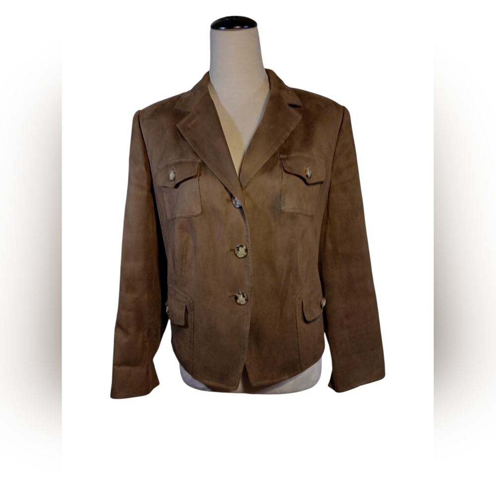 Talbots Brown Suedecloth Blazer Petite 12W